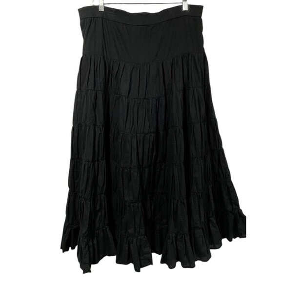 Biographie Tiered Black Maxi Skirt Sz L Flowy Boho Witchy Gypsy Festival READ - Picture 1 of 5